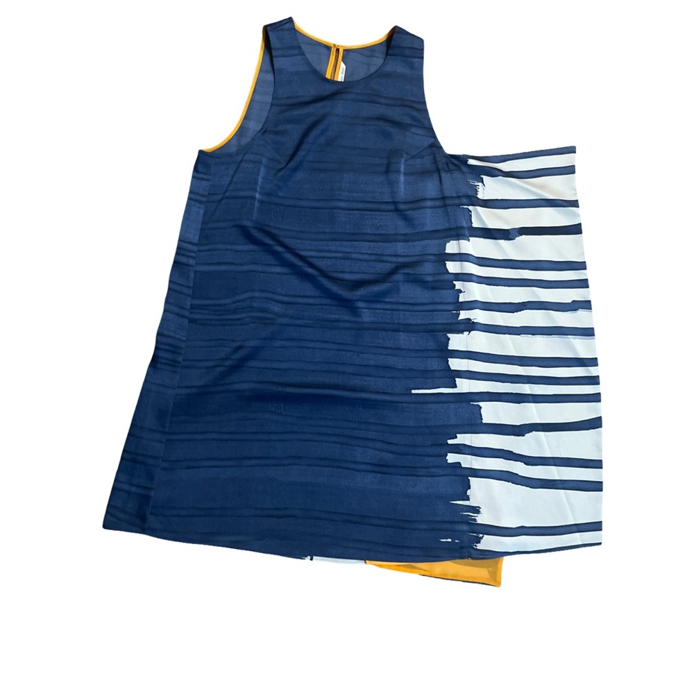 RACHEL Rachel Roy Asymmetrical Blue and Yellow Dress with Stripes NWOT Size L - Picture 6 of 10